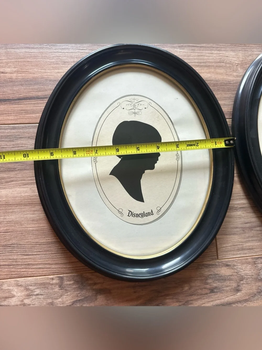 Disneyland Silhouette Portrait Black Gold Oval Frame Set of 2 Boy And girl